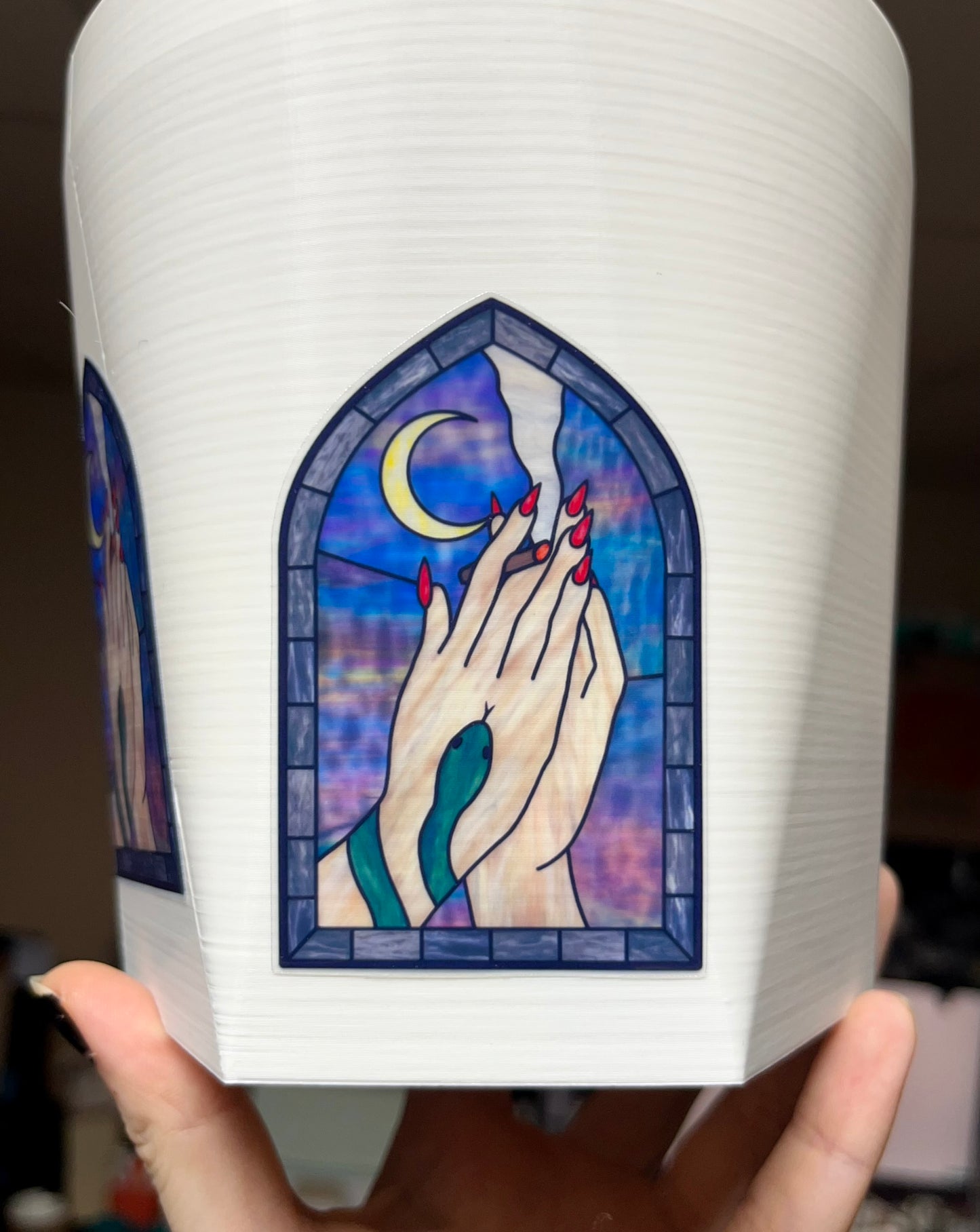 praying hands stained glass window vinyl sticker