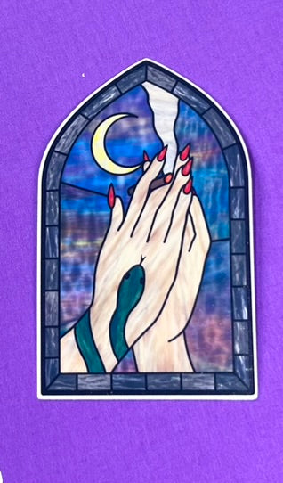 praying hands stained glass window vinyl sticker